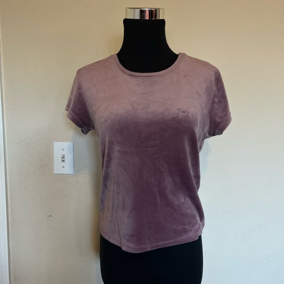 Garage Tops - Garage Mauve Velvet Short Sleeve Top